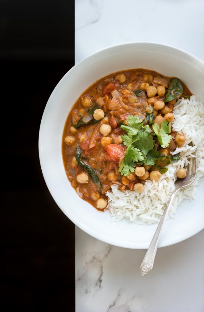 Chickpea Masala with Coconut + Spinach – Happy Hearted Kitchen